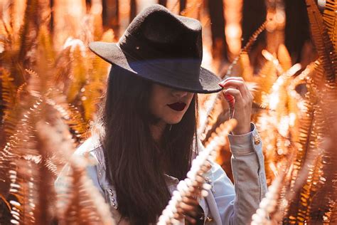 People Girl Woman Hat Cap Fashion Beauty Field Plants Sunny