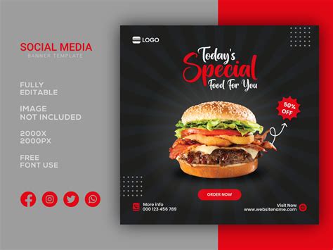 Food Social Media Promotion And Instagram Banner Post Design By
