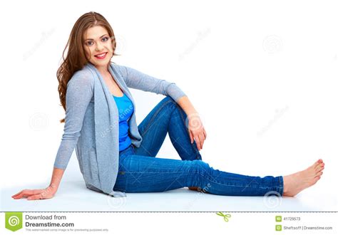 Young Woman Full Body Portrait Beautiful Smiling Girl