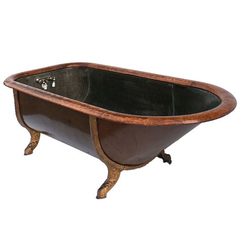 Antique Copper Bathtub With Oak Trim Copper Bathtubs Oak Trim Antiques