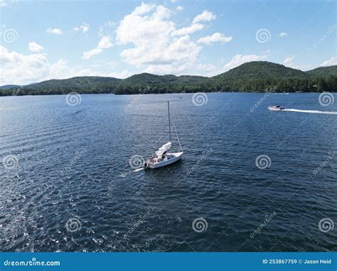 New Hampshire Lake Squam Aerial By Drone Editorial Stock Image Image