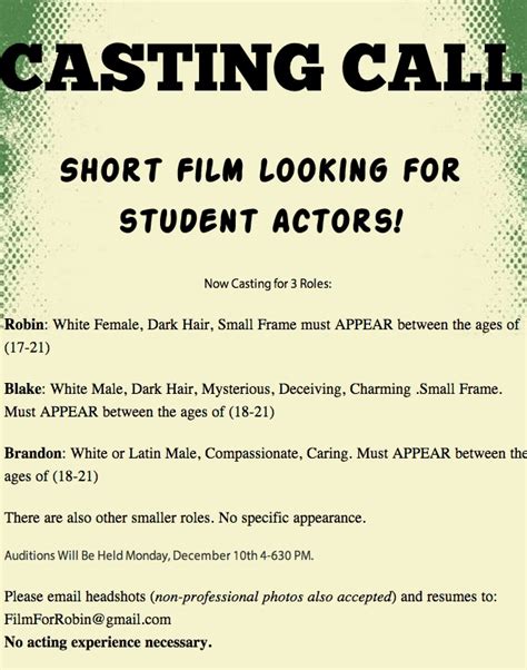 Casting Call For Short Film Indietalk