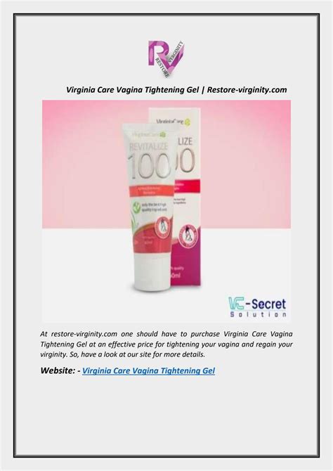 Virginia Care Vagina Tightening Gel Restore Virginity Com By Restore
