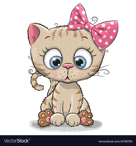 Cute Cartoon Kitten Girl Royalty Free Vector Image