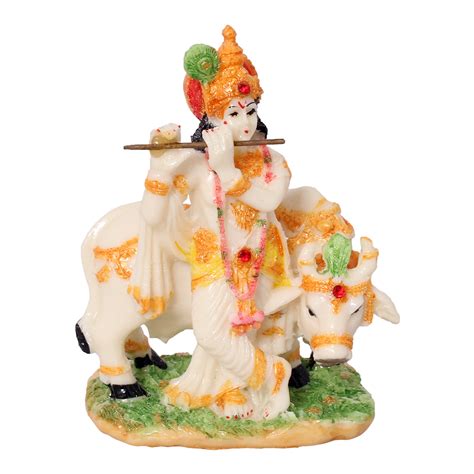 Buy Art N Hub Multicolour God Shri Krishan With Kamdhenu Cow Statue