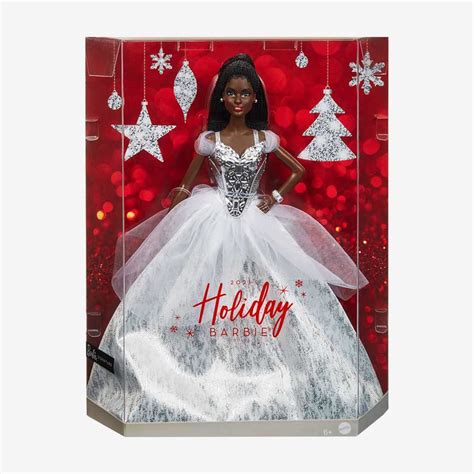 2021 Holiday Barbie Doll Brunette Braids Mattel Creations