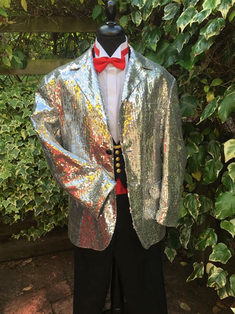 Masquerade Gents Silver Sequin Game Show Host Costume