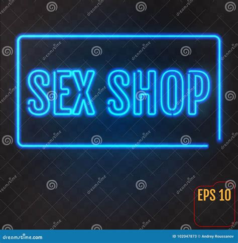 Sex Shop Neon Sign Adults Store Banner Vector Illustration Stock