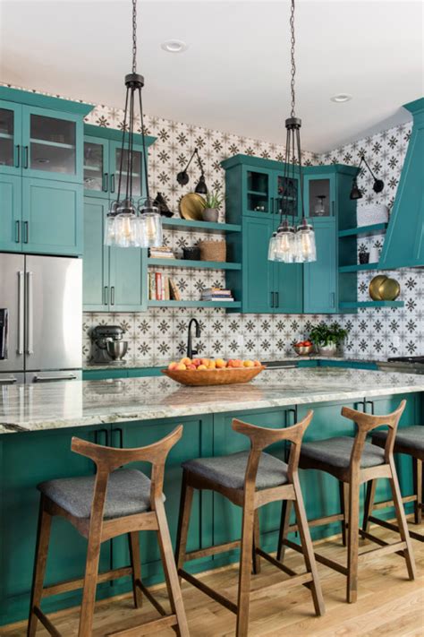 Teal Colored Kitchen Cabinets Create Cheer Town And Country Living
