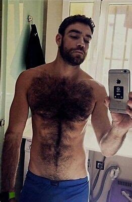 Shirtless Male Muscular Beard Hairy Chest Abs Hunk Beefcake