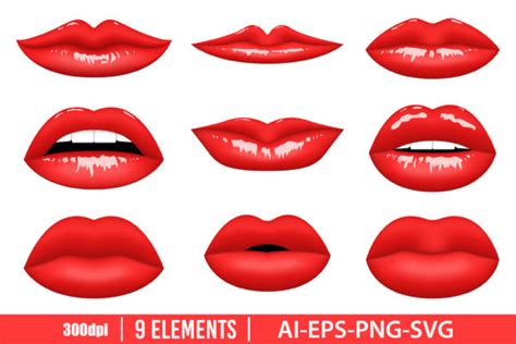 Red Lips Clipart Set Graphic By Emil Timplaru Store · Creative Fabrica