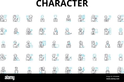 Character Linear Icons Set Personality Traits Unique Mannerisms