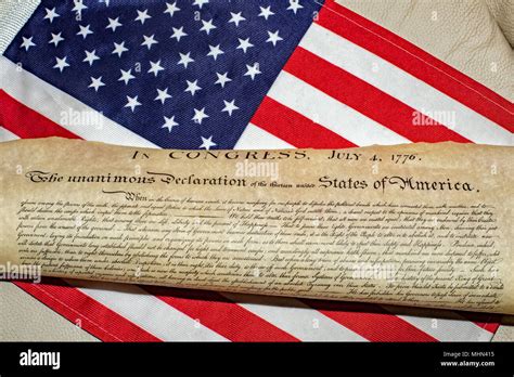 American Declaration Of Independence 4th July 1776 On Usa Flag