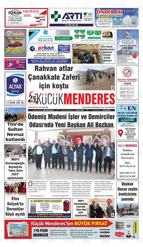 22 Mart 2022 tarihli Küçük Menderes Gazete Manşetleri