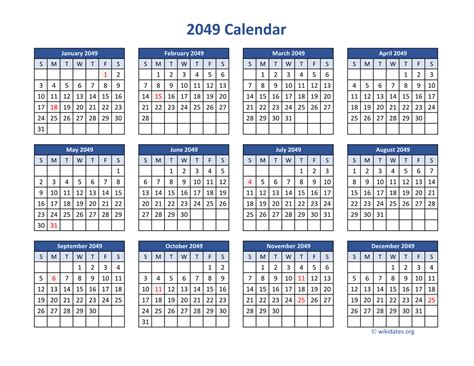 2049 Calendar In Pdf