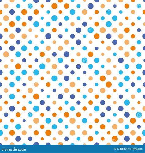 Seamless Polka Dot Pattern Orange And Blue Dots In Random Sizes On