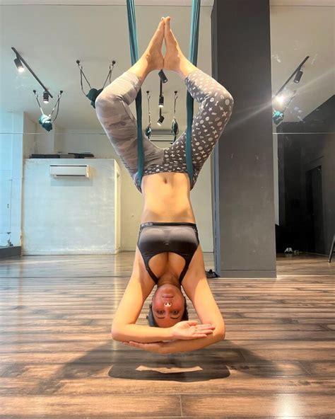 Hang In There Darling Hina Khan Flaunting An Aerial Upside Down Yoga