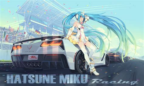 Download 1800x1080 Hatsune Miku Racing Twintails Vocaloid Cars