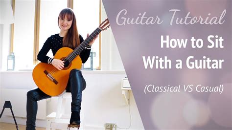 Properly held, a guitar should remain in place by supporting it on the thigh of your dominant side, holding it in tight to your body with the elbow on that. Best Way to Hold a Guitar ( How to Sit With A Guitar) - YouTube