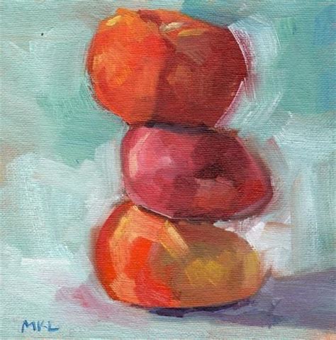 Daily Paintworks Stacked Up Apricots Original Fine Art For Sale
