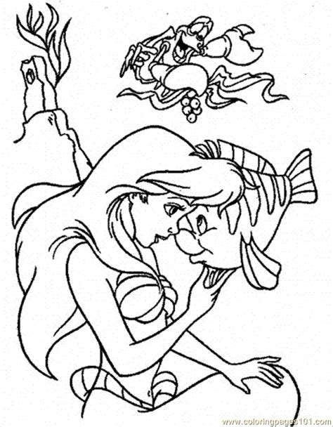 Coloring Pages Ariel Flounder Sebastian Cartoons The Little Mermaid