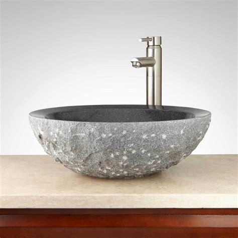 Round Chiseled Granite Vessel Sink Natural Stone Creations