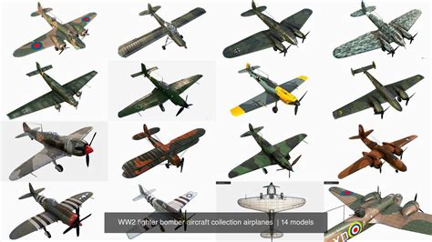Ww2 Fighter Bomber Aircraft Collection Airplanes Vr Ar Low Poly