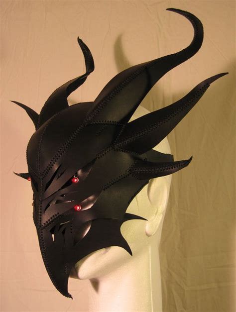 Handmade Black Leather Demon Mask V1 With Glowing By