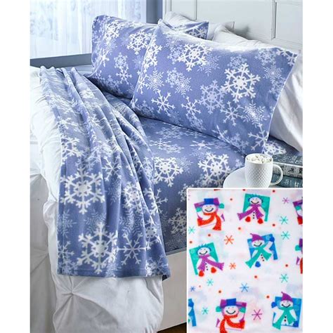 Cozy Fleece Sheet Sets Snowman Queen