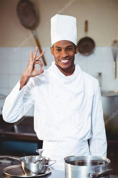 Happy Chef Making Ok Sign — Stock Photo © Wavebreakmedia 112877718