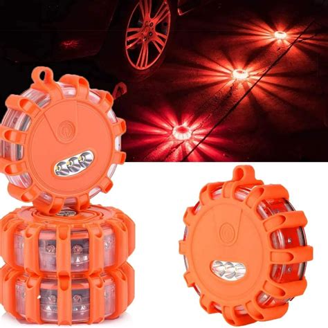 alvage led road flares emergency lights roadside safety beacon disc flashing warning flare kit