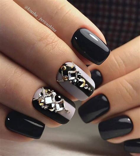 50 Dramatic Black Acrylic Nail Designs To Keep Your Style On Point Matte Acrylic Nails Gold