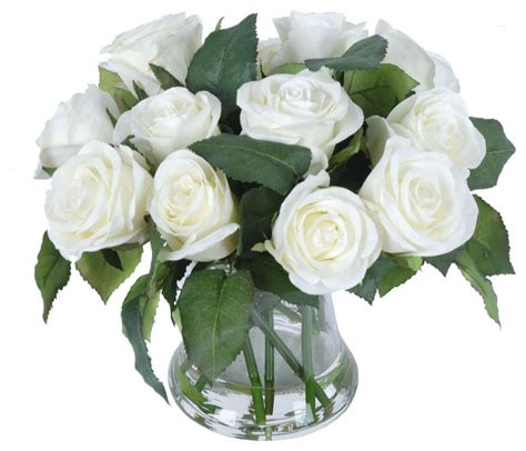 White Roses Arrangement Modern Artificial Flower Arrangements By