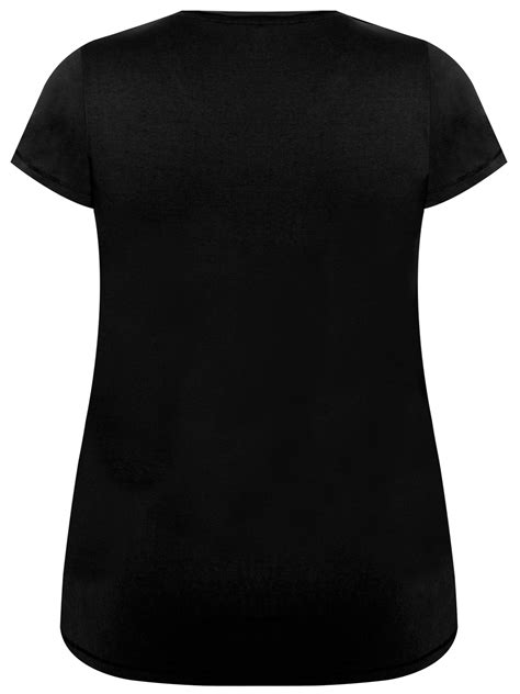 curve yours black pure cotton ribbed v neck t shirt plus size 16 to 34 36