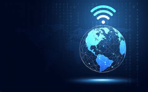 Terre Bleue Futuriste Avec Fond Abstrait Technologie Internet Wifi