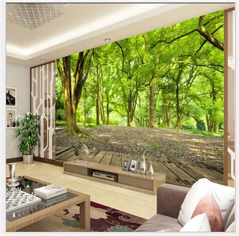 3d Photo Wallpaper Forest Tree Nature Wall Sticker Living