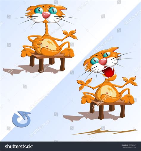 Ginger Cat Cartoon Illustration Of A Cute Cat Funny