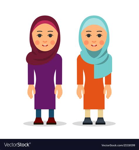 Muslim Woman Or Arab Woman Cartoon Character Vector Image