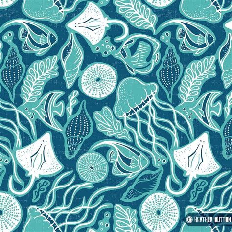 Colorful Fabrics Digitally Printed By Spoonflower Sea Life Navy