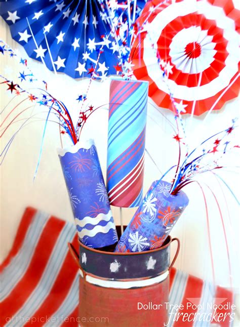 Patriotic Pool Noodle Firecrackers At The Picket Fence
