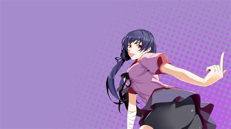 Fond Décran Illustration Série Monogatari Anime Filles Anime Dessin Animé Cheveux Noirs