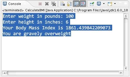 For example, if you are a 5'10 male estimating your ideal weight with the devine formula, you would add (2.3 × 10) kg to 50 kg to get 73 kg, or ~161 lbs. How to calculate BMI of body in Java ? | Learn Java by Examples