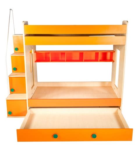 Buy Flexi Bunk Bed With Trundle In Orange By Yipi Online Trundle Bunk