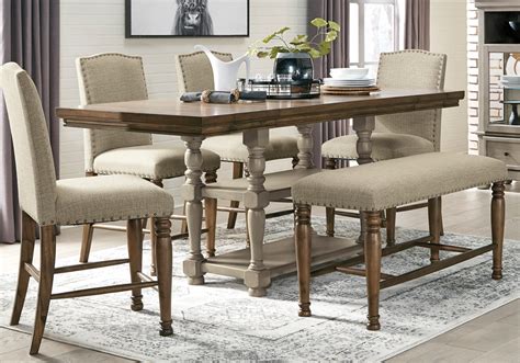When it comes to dining rooms, gray is a tone that can either take the spotlight or act as an accent color to more powerful hues, depending on the shade. Lettner Two-Tone Counter Height Dining Table | Louisville ...