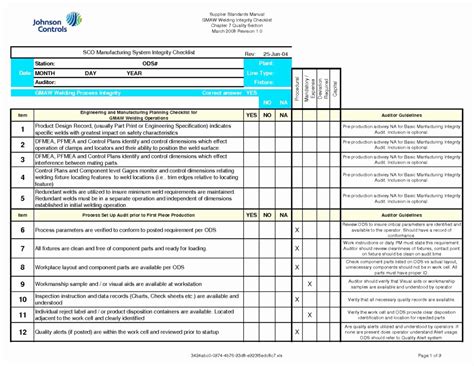 Quality Control Spreadsheet Template — Db