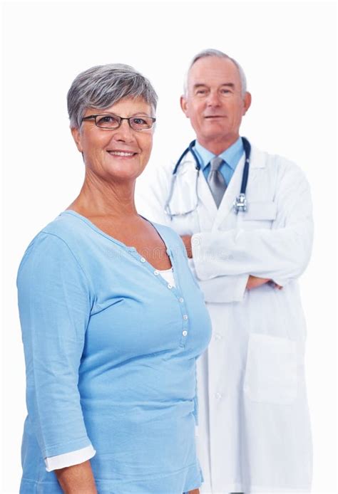 Confident Mature Doctor With Woman Portrait Of Smiling Mature Woman
