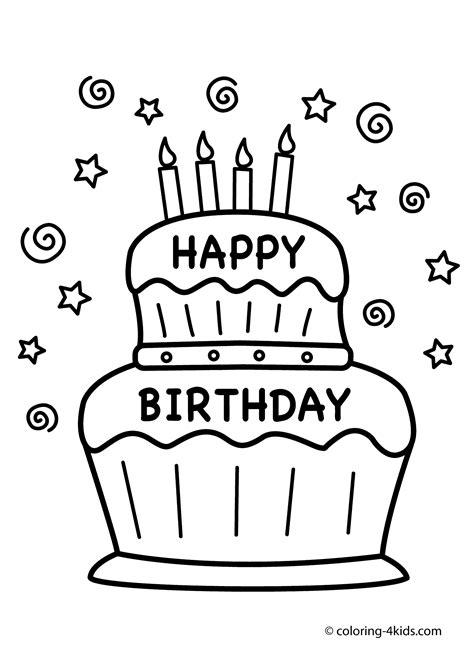 The coloring page is free for all. Birthday cake coloring pages to download and print for free