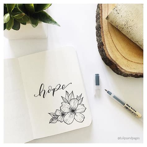 Bullet Journal Art Page Hand Lettering Flower Drawing