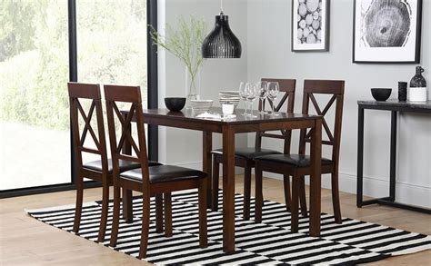 Milton Dark Wood Dining Table With 4 Kendal Chairs Brown Seat Pad