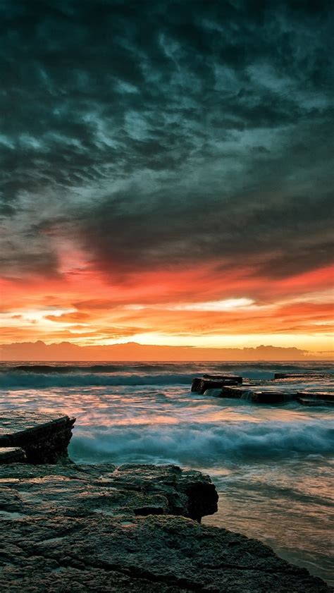 Wallpaper Beautiful Sunset Sea Sky Stones Waves Dusk 2560x1600 Hd